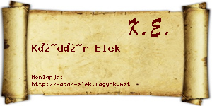 Kádár Elek névjegykártya